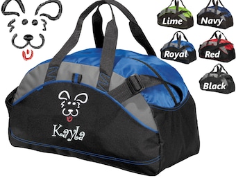 Personalized Dog Duffel Bag, Embroidered Puppy Dog, Monogrammed Name of your Dog, Perfect Pet Birthday Gift, Pet Owner Groomer Trainer Gift