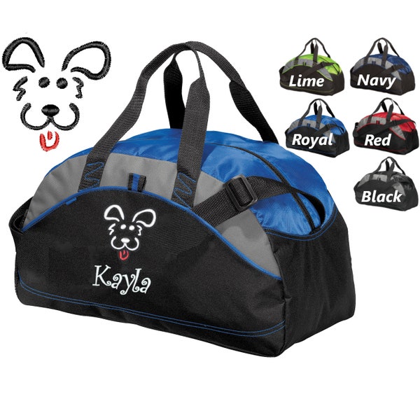 Personalized Dog Duffel Bag, Embroidered Puppy Dog, Monogrammed Name of your Dog, Perfect Pet Birthday Gift, Pet Owner Groomer Trainer Gift