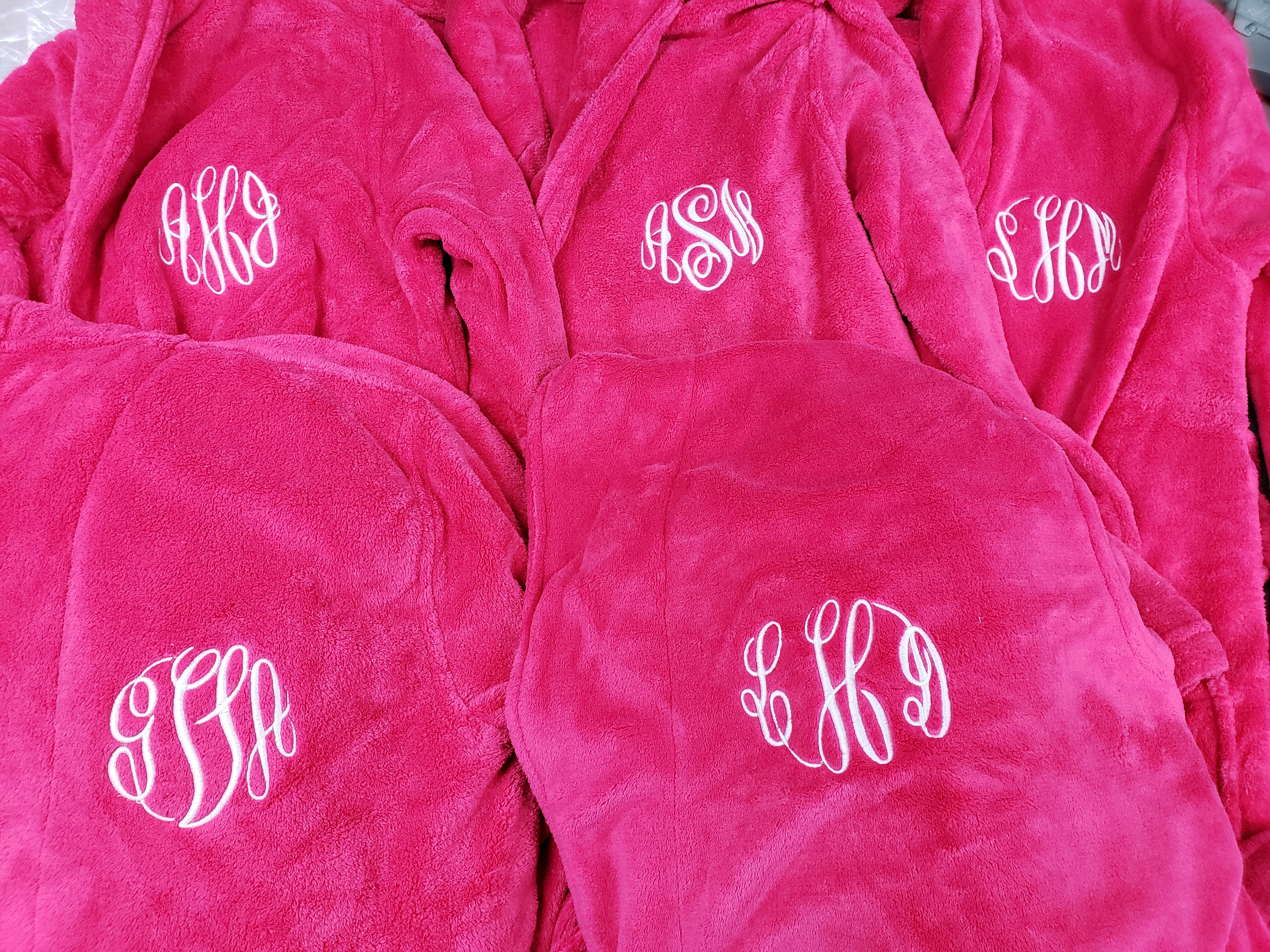 Five Monogrammed Robes Plush Microfleece Embroidered Bulk Etsy