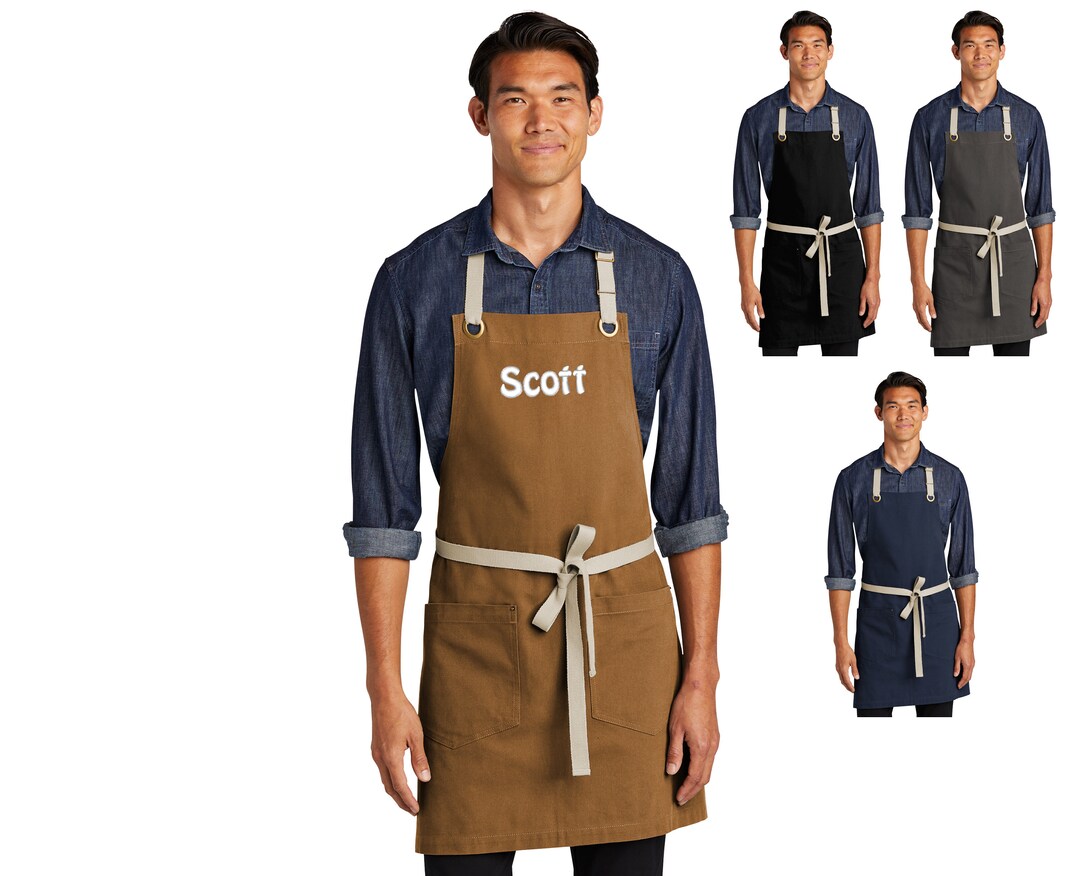 Personalized Canvas Apron, Embroidered Name or Business Name, Waiter