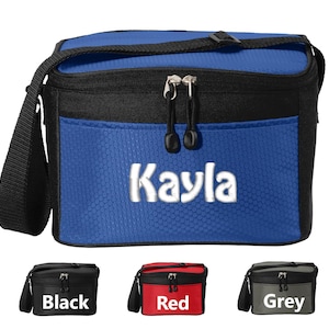 Personalized Lunch Bag Box Cooler, with Honeycomb Polyester Fabric, Insulated Embroidered School Work Sports Monogrammed Custom Name