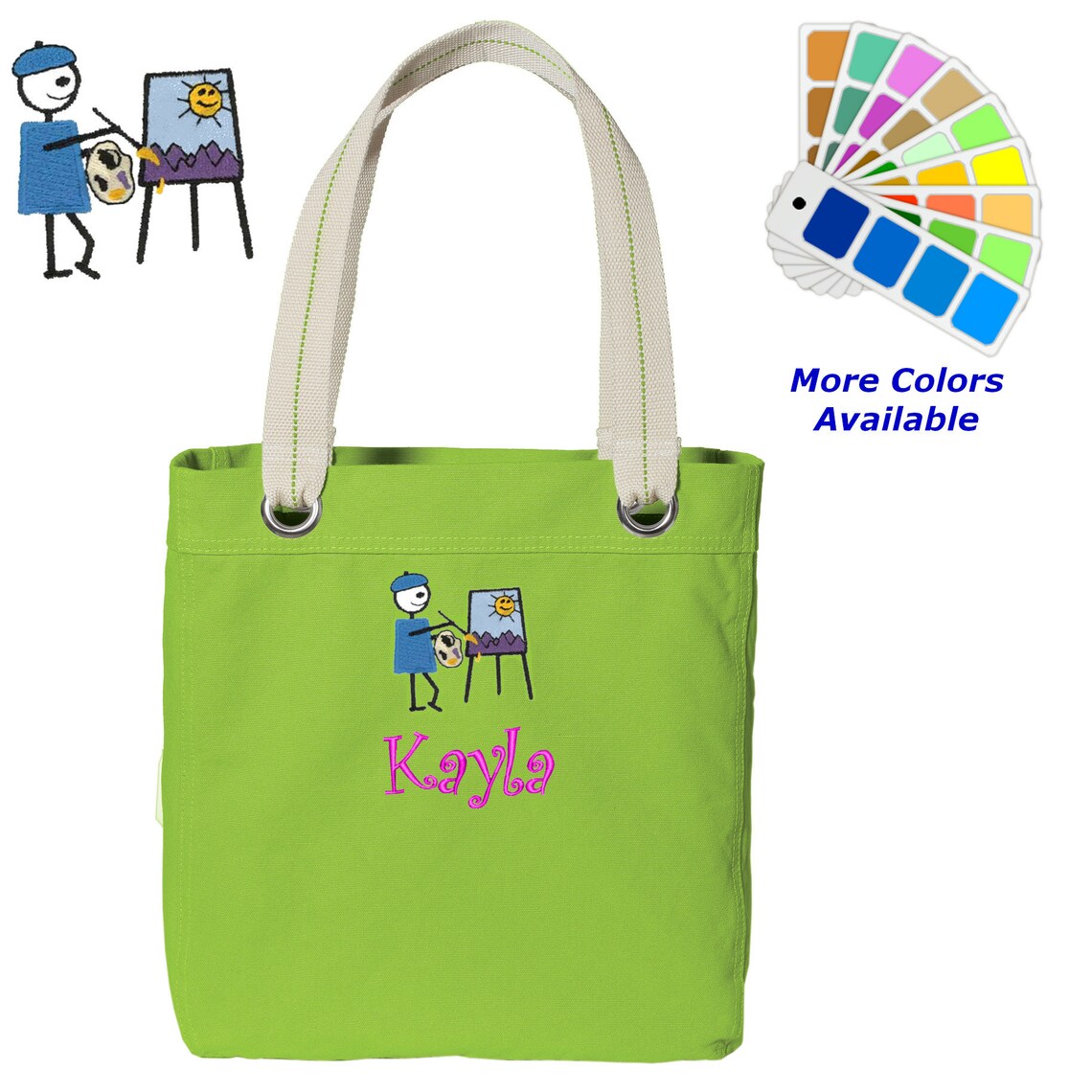 Personalized Canvas Tote Bag Artist Design Contrast Lined With Etsy