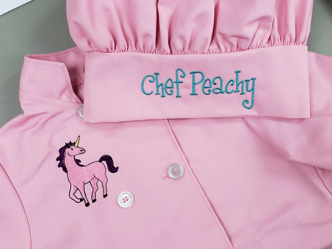 Personalized Kids Pink Chef Coat Jacket With Chef Hat and Etsy