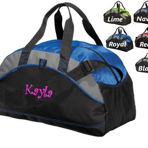 Personalized Kids Duffel Bag Gym School PE Contrast Piping and Stitching Embroidered with Name or Text of Your Choice