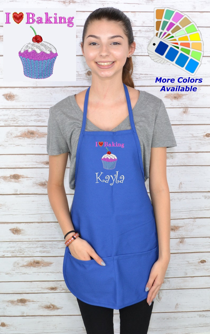 Personalized Kids Baking Apron with I Love Baking Embroidery Etsy