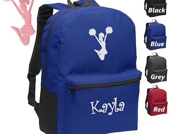 Personalized Kids Backpack Embroidered Cheerleader Jumping, Cheer Backpack, Monogrammed Name, Perfect Kids School Sports Gift