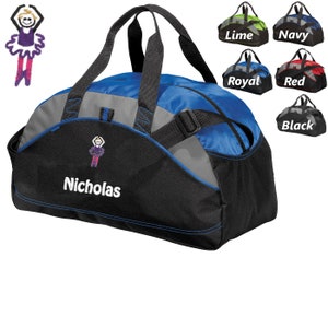 Personalized Kids Duffel Bag Gym Bag Ballerina Dance School PE Contrast Piping and Stitching Embroidered with Name or Text of Your Choice