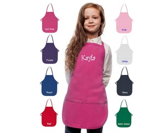 Personalized Kids Apron Pockets Embroidered Your Name, Monogrammed Chef Uniform, Art Chef Gift, Cooking Party, Art Party, School Aprons