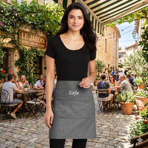 Personalized Half Bistro Apron, Embroidered Business Name, Custom, Waiter Waitress Server Apron, Restaurant Bar Apron, Monogrammed Gift