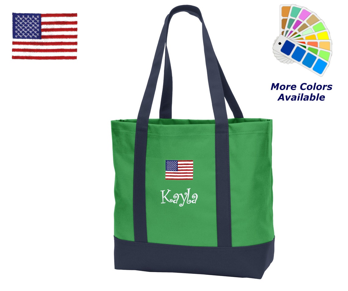 Personalized American Flag Tote Bag Embroidered Monogrammed Etsy