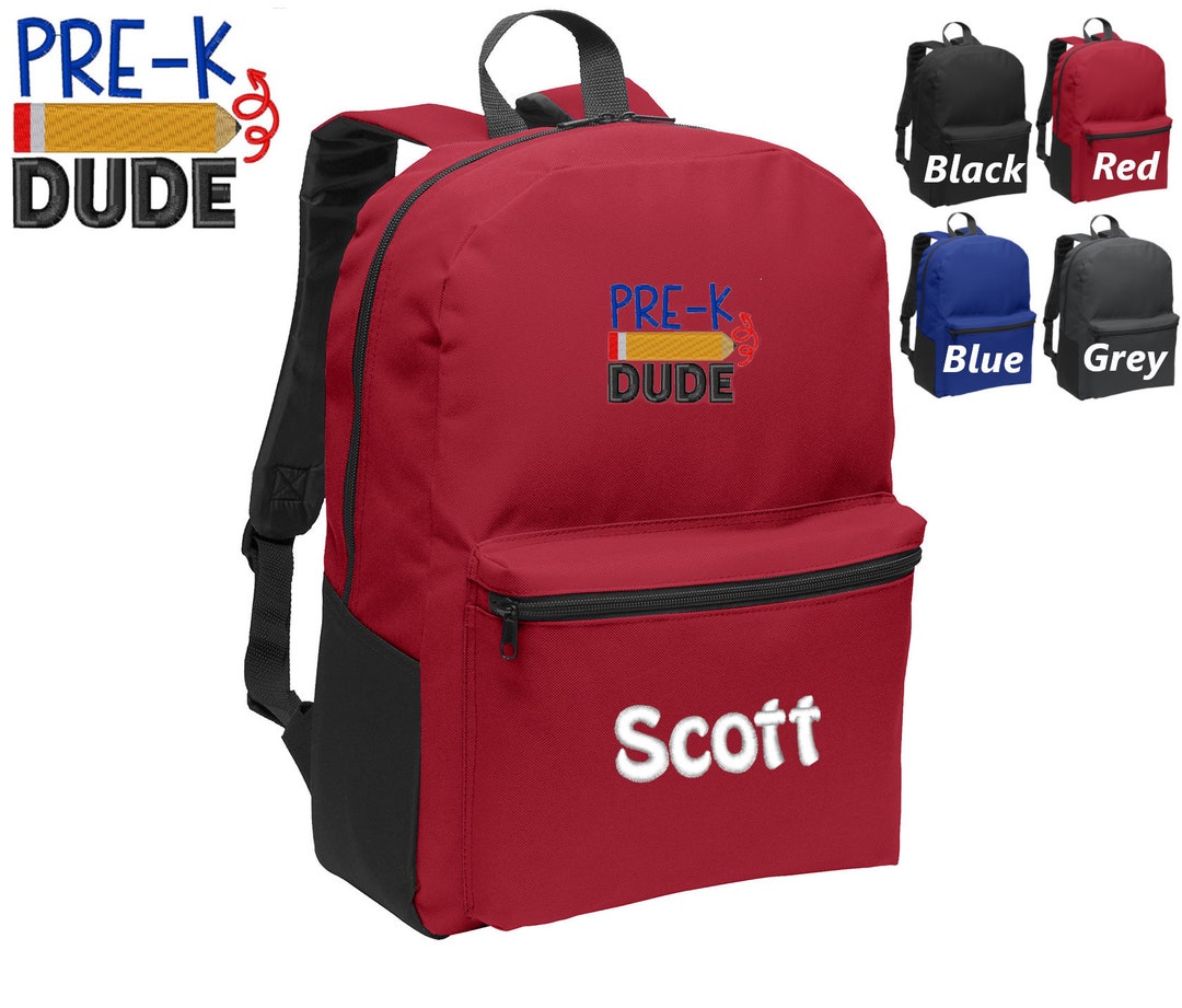 Personalized Kids Prek Backpack Embroidered Dude Design Etsy