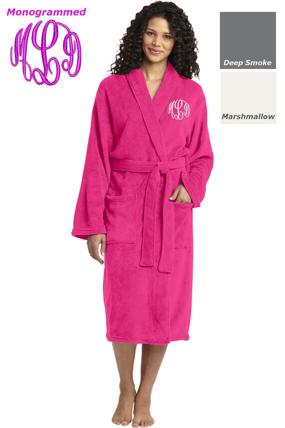 Monogrammed Robe Plush Microfleece Embroidered with Your Etsy