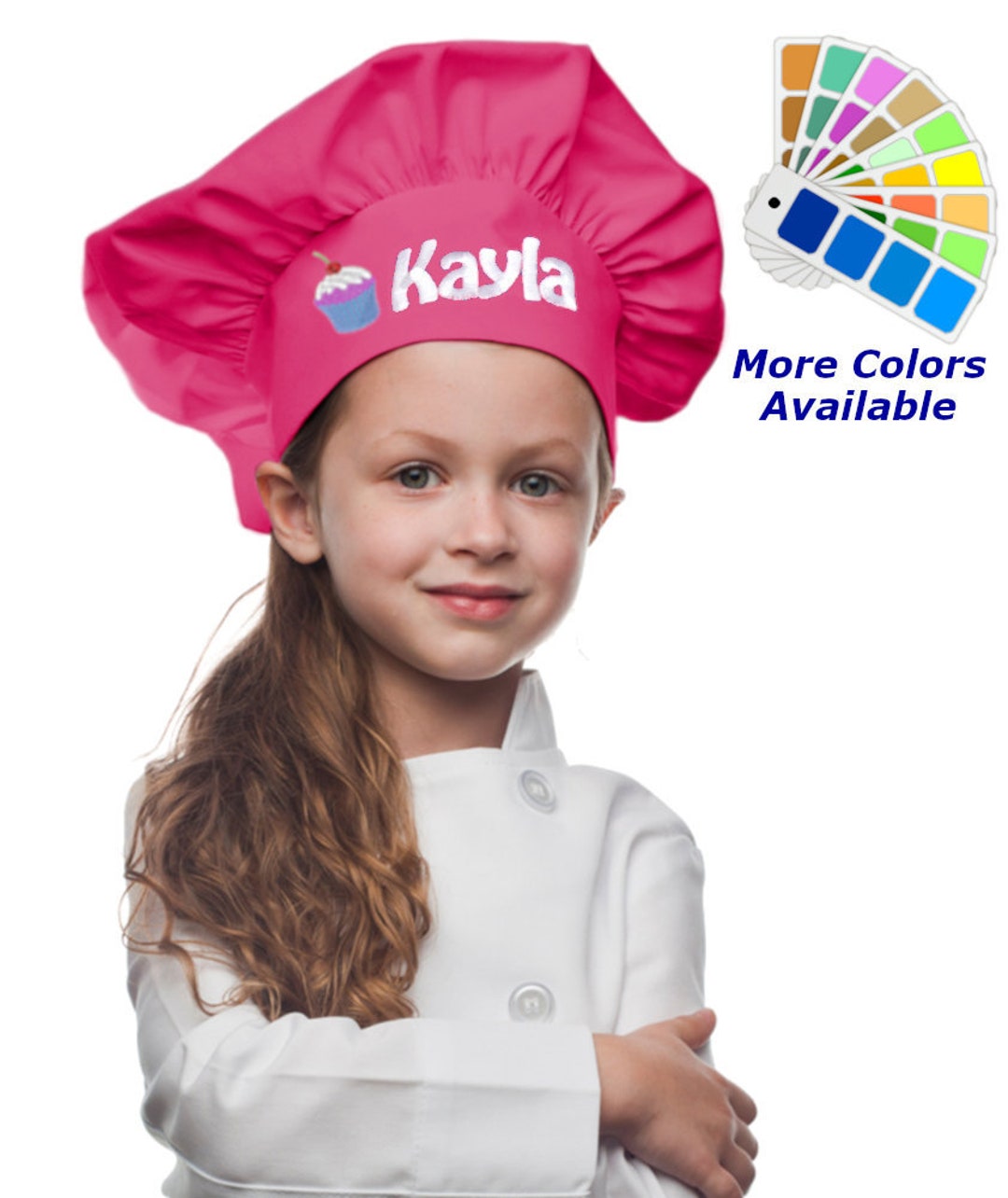 Personalized Kids Chef Hat Embroidered With Your Text or Name and Cute