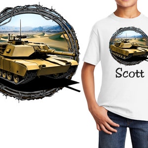 Personalized Kids T-Shirt Tank Military Design, T-Shirt, Colorful, Cotton, Low Price Inexpensive Tee Shirt, Student School Gift