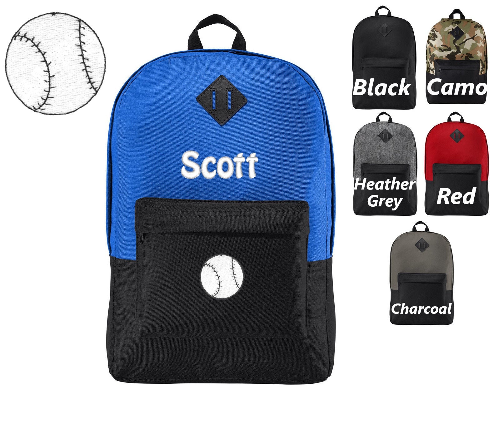 Personalized Kids Baseball Backpack Embroidered Monogrammed Etsy