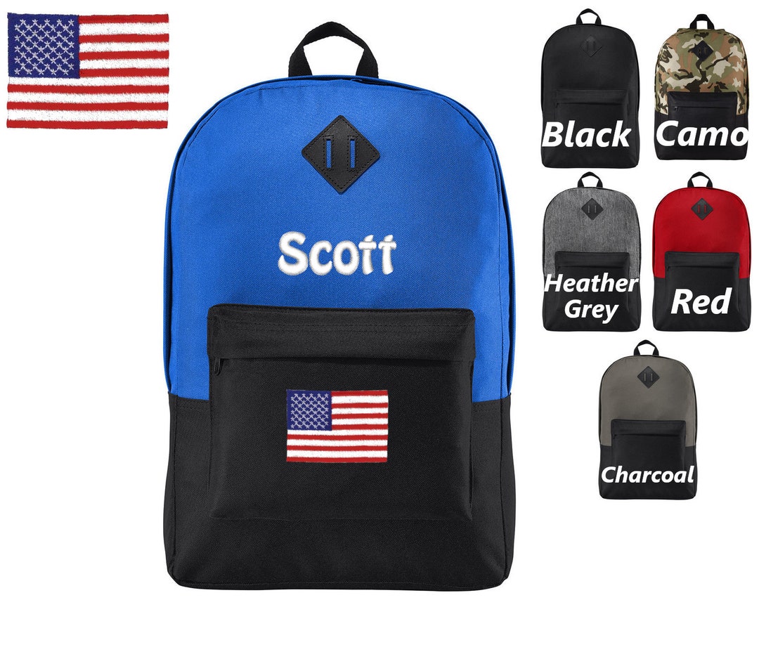 Personalized Kids Backpack American Flag, Embroidered Monogrammed Name ...