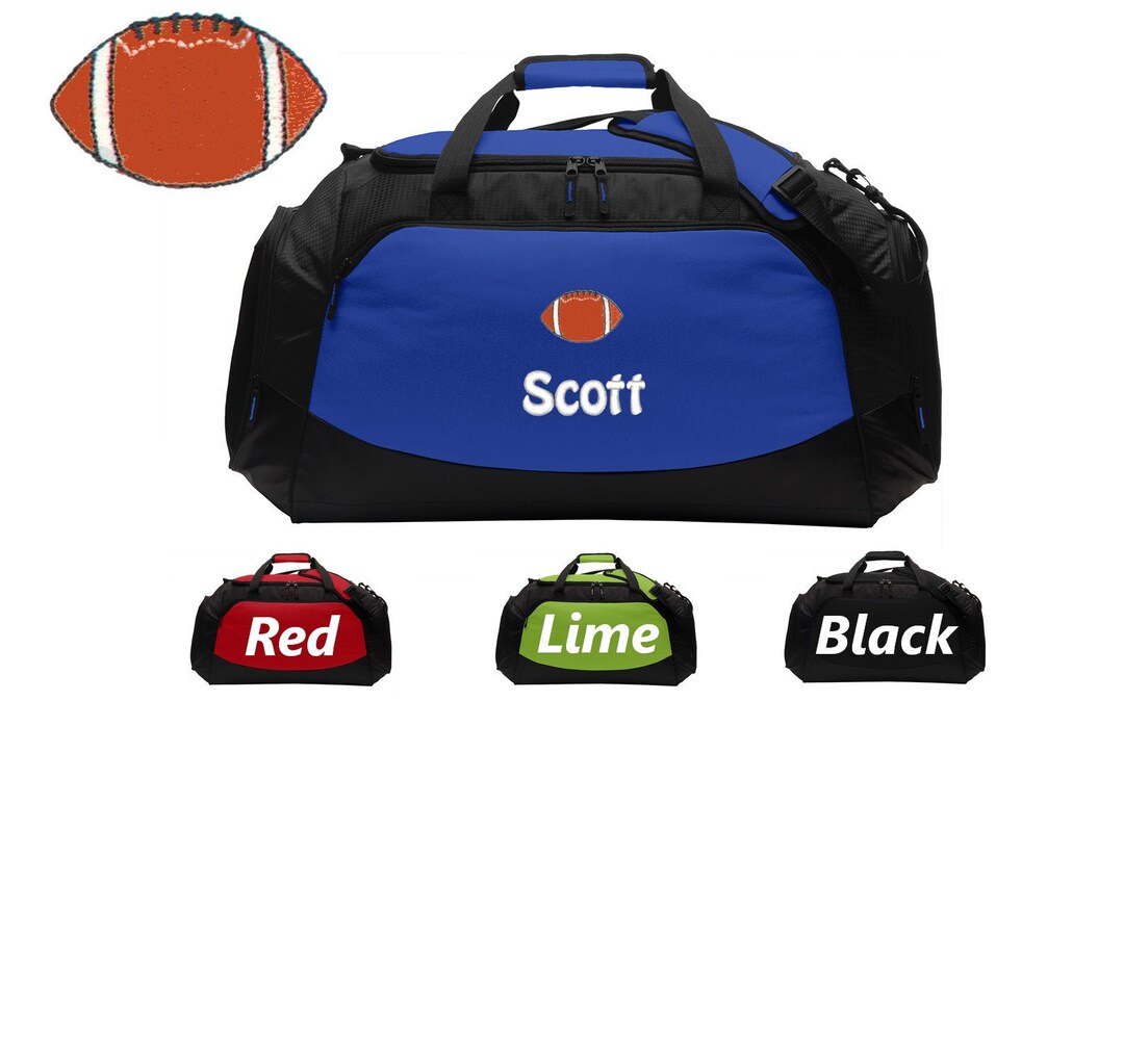 Personalized Large Canvas Football Duffel Bag, Gym Bag, School PE Bag