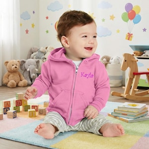 Personalized Infant Baby Hoodie, Sweatshirt with Hood, Baby Jacket, Zipper Embroidered Monogrammed Name, Baby Shower Gift, New Mom Gift