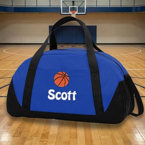 Personalized Kids Basketball Duffel Bag, Duffle Gym Bag, School PE Bag, Canvas, Embroidered Name, Sports Duffel, School Gift, Student Gift