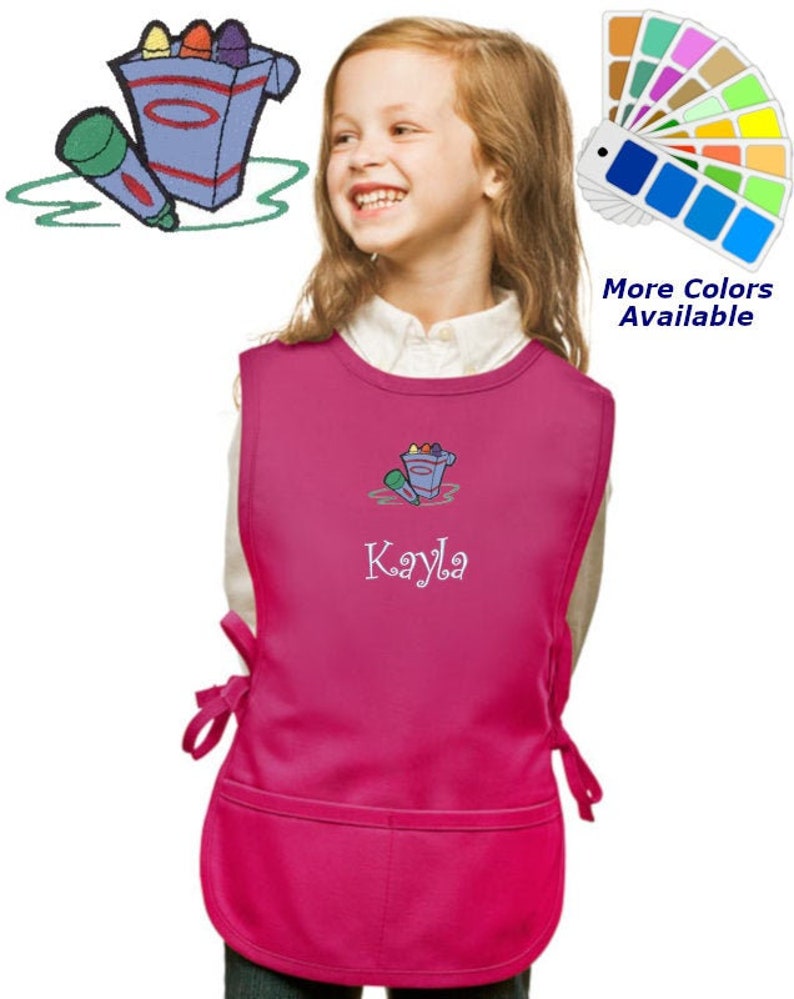 Personalized Kids Art Smock Cobbler Apron With Crayons Etsy