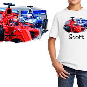 Personalized Kids T-Shirt Race Car Design, T-Shirt, Colorful, Cotton, Low Price Inexpensive Tee Shirt, Kids Gift, Student Gift