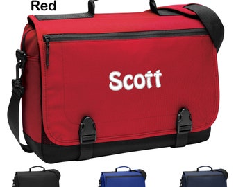 Personalized Briefcase Messenger Embroidered with Your Name, Perfect Student Mom Dad Gift, Laptop Computer Bag