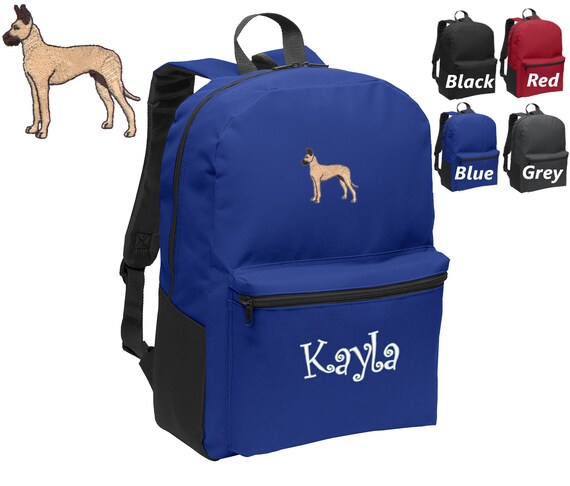 Personalized Kids Backpack Embroidered Great Dane Dog Monogrammed With Name of Your Choice Perfect Kids School Gift Etsy
