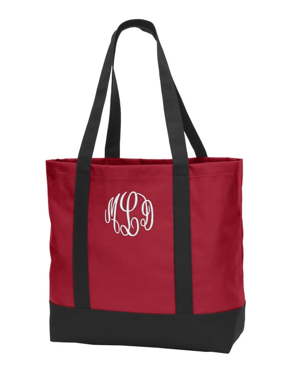 Monogrammed Red Tote Bag Custom Tote Bag Bridesmaid Gift | Etsy