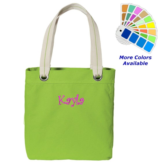 Personalized Canvas Tote Bag in 7 colors Monogrammed Tote Bag