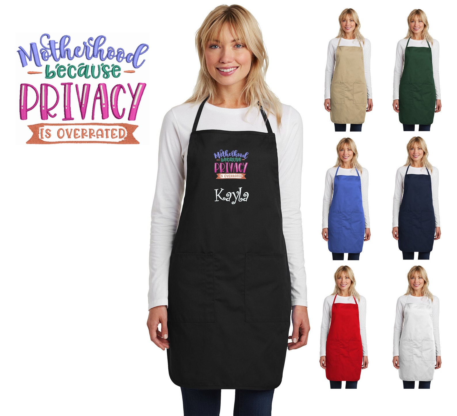Personalized Mom Apron Motherhood Embroidered Moms Name Etsy