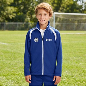Personalized Kids Soccer Jacket, Kids Sports Jacket, Kids Team Jacket, Polyester Zipper Jacket, Embroidered Name, Kids Gift, Monogrammed