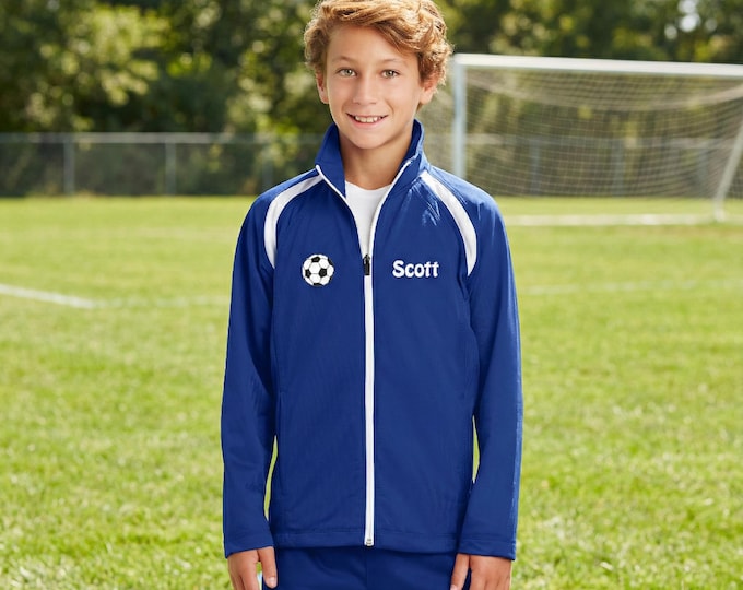 Personalized Kids Soccer Jacket, Kids Sports Jacket, Kids Team Jacket, Polyester Zipper Jacket, Embroidered Name, Kids Gift, Monogrammed