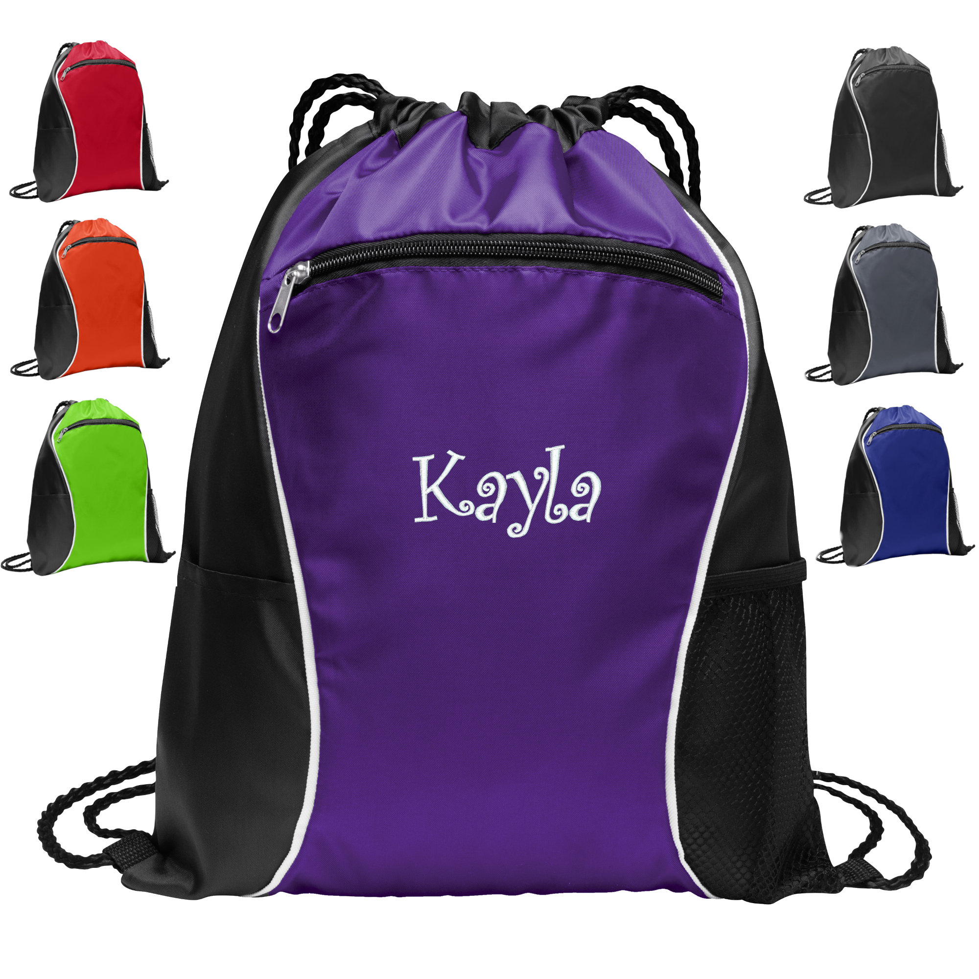 Scout Drawstring Backpack Unisex OS Blue White Geometric Stripe Cinch Bag Pocket Girl Scouts Drawstring Backpack - Etsy main image 2
