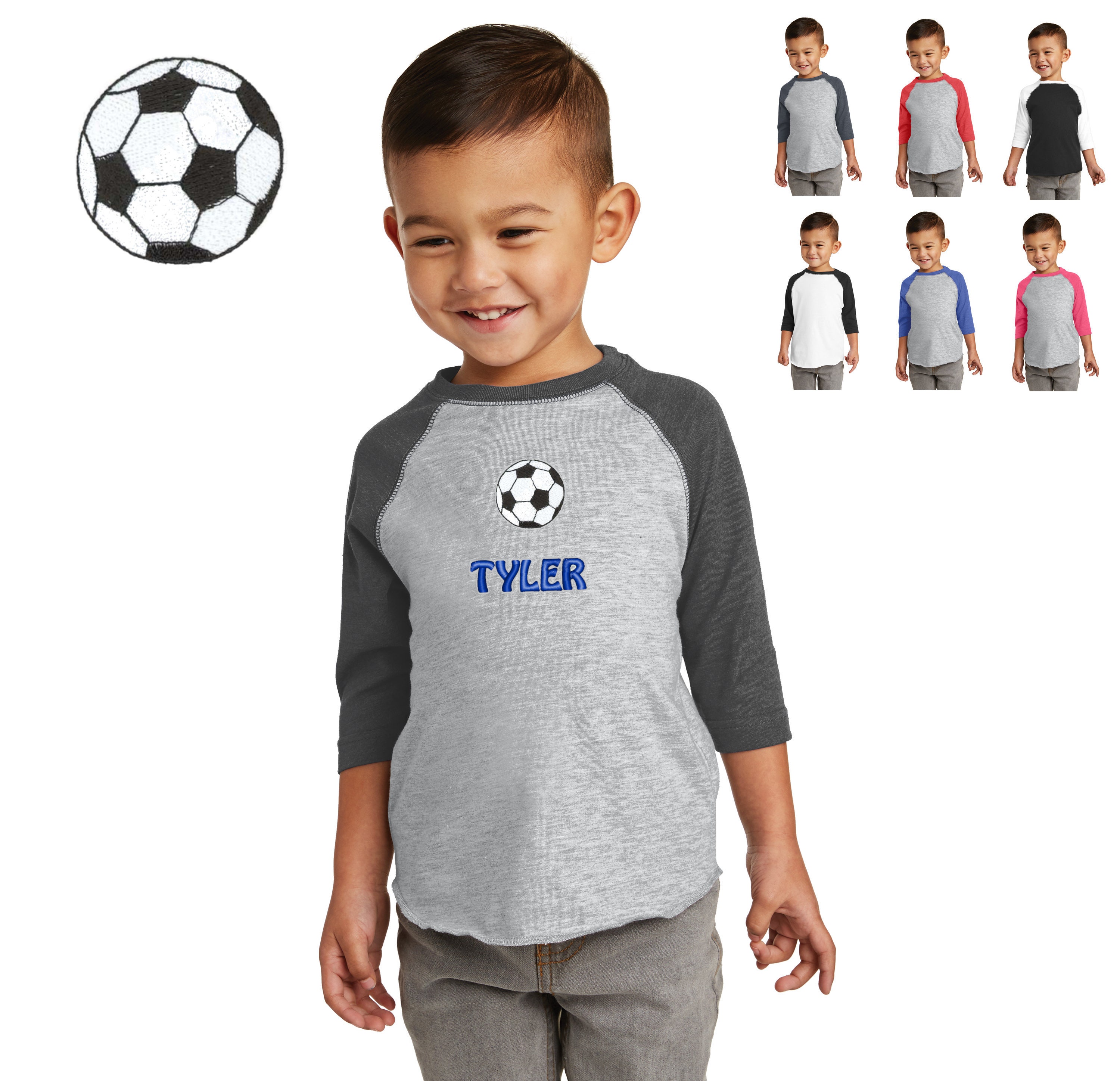Personalized Toddler Soccer Jersey TShirt Raglan 3/4 Etsy