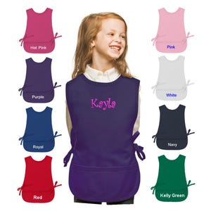 Personalized Kids Cobbler Art Smock Embroidered with Your Name or Text, Art Class, School Apron, Student Gift