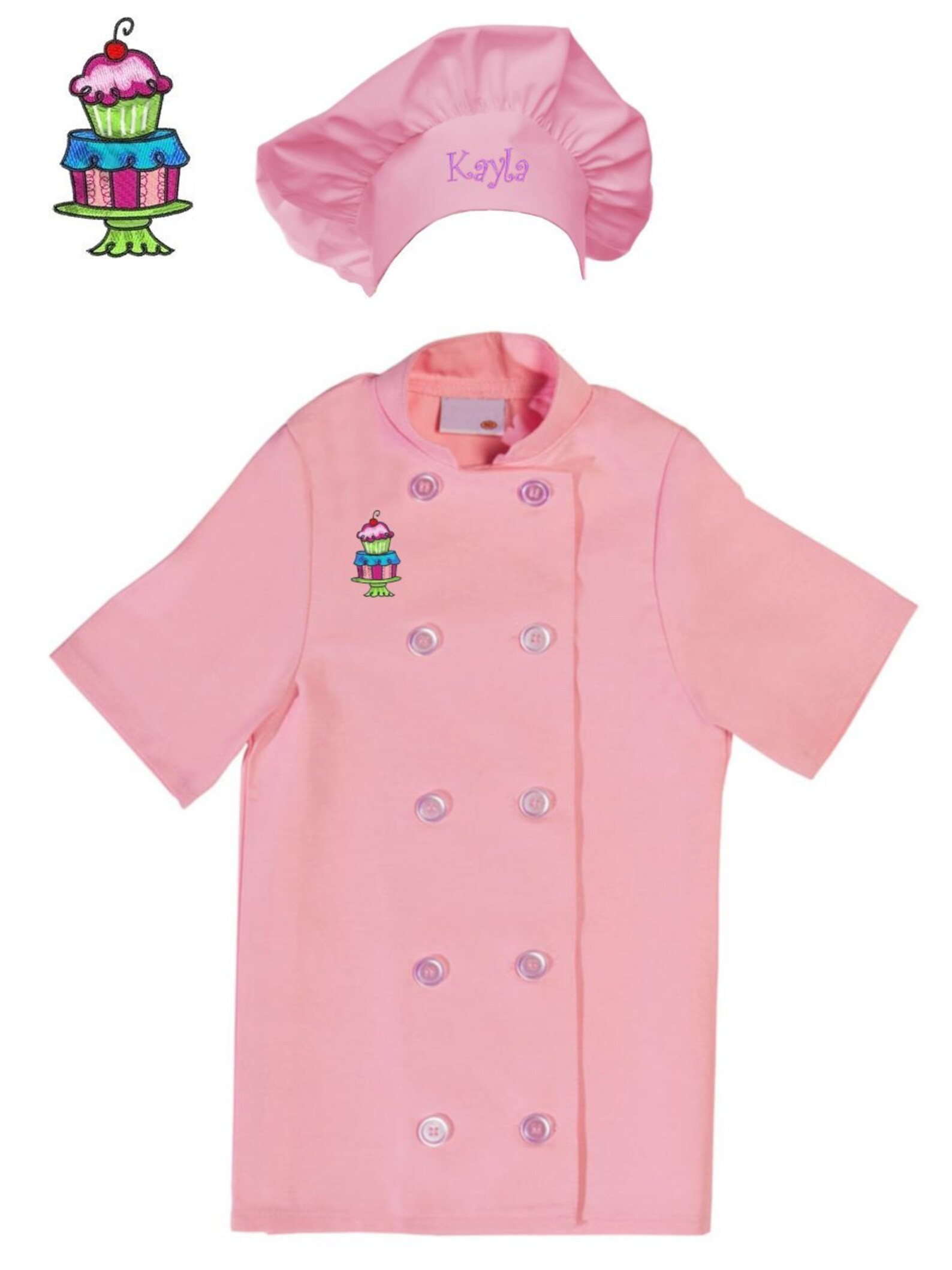 Personalized Kids Pink Chef Coat Jacket With Chef Hat and Etsy