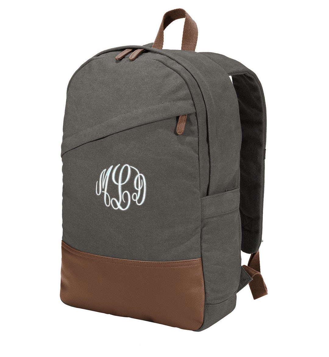 Monogrammed Grey Backpack, Mens Backpack, School, Student Gift, College ...
