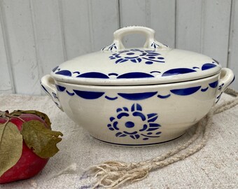 Plat à Asperges Des Salins, Céramique Blanche Ovale, Art Nouveau 1920-1930
