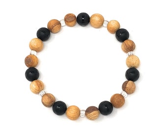 Palo Santo Bracelet: Onyx Brilliance