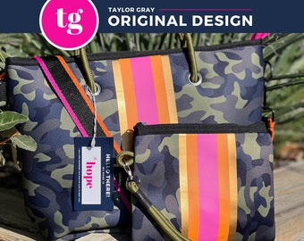 Neoprene tote, Neoprene mini purse, Zipper purse, Vinyl Stripe, Pocket, Wristlet, Washable, Neoprene Wristlet, Crossbody purse