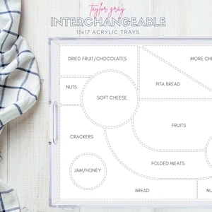 Interchangeable Insert Set, Charcuterie Map Large Acrylic Tray, Preppy Acrylic, Interchangeable Tray, Bar Cart, Home Decor, Coffee Table,