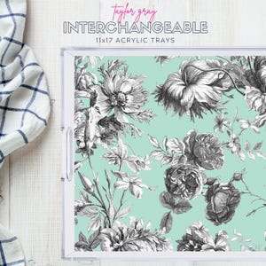 Interchangeable Insert Set, Totally Toile Large Acrylic Tray, Preppy Acrylic, Interchangeable Tray, Bar Cart, Home Decor, Coffee Table,