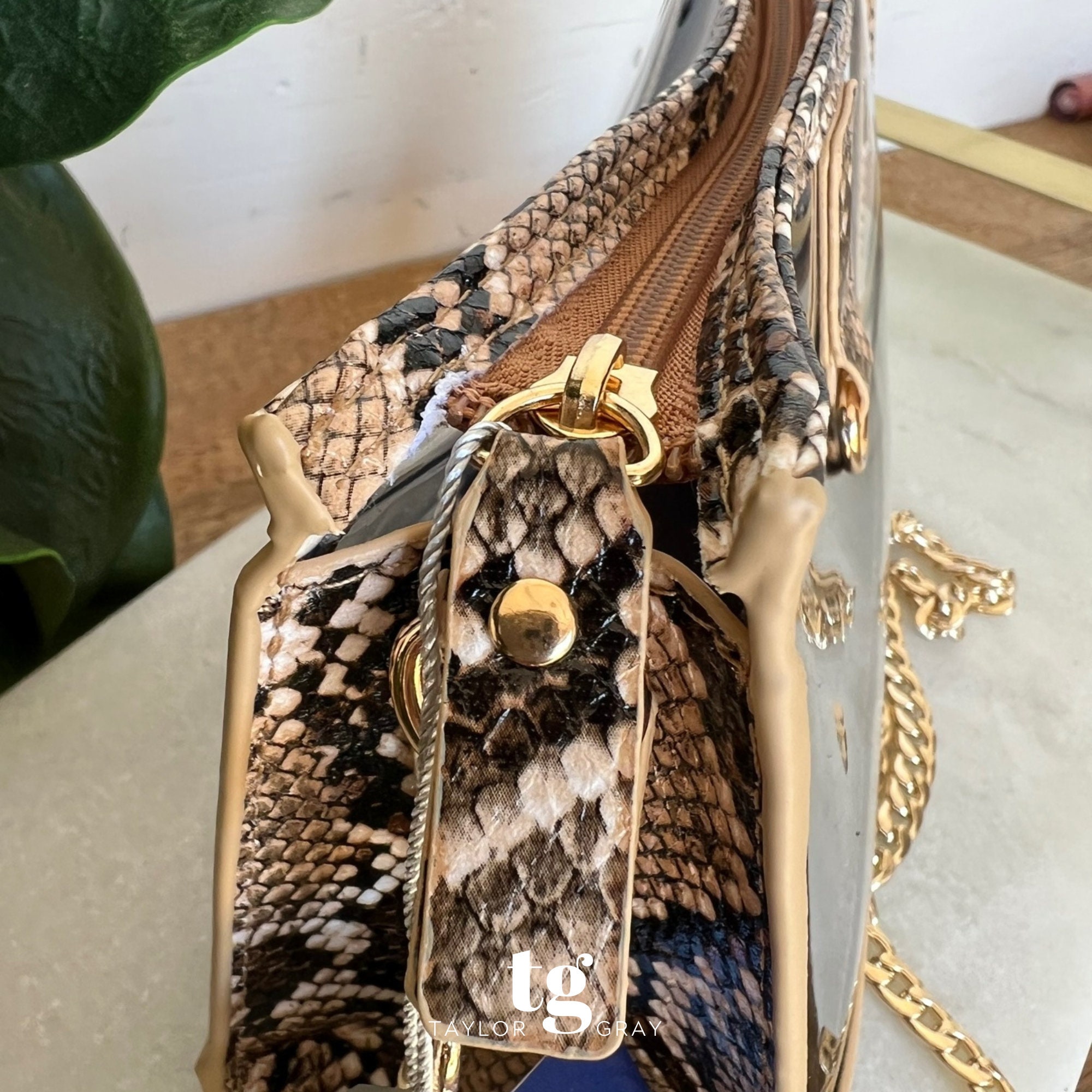 Stadium Bag, Stadium Approved Purse, Clear Purse, Faux Snakeskin Purse