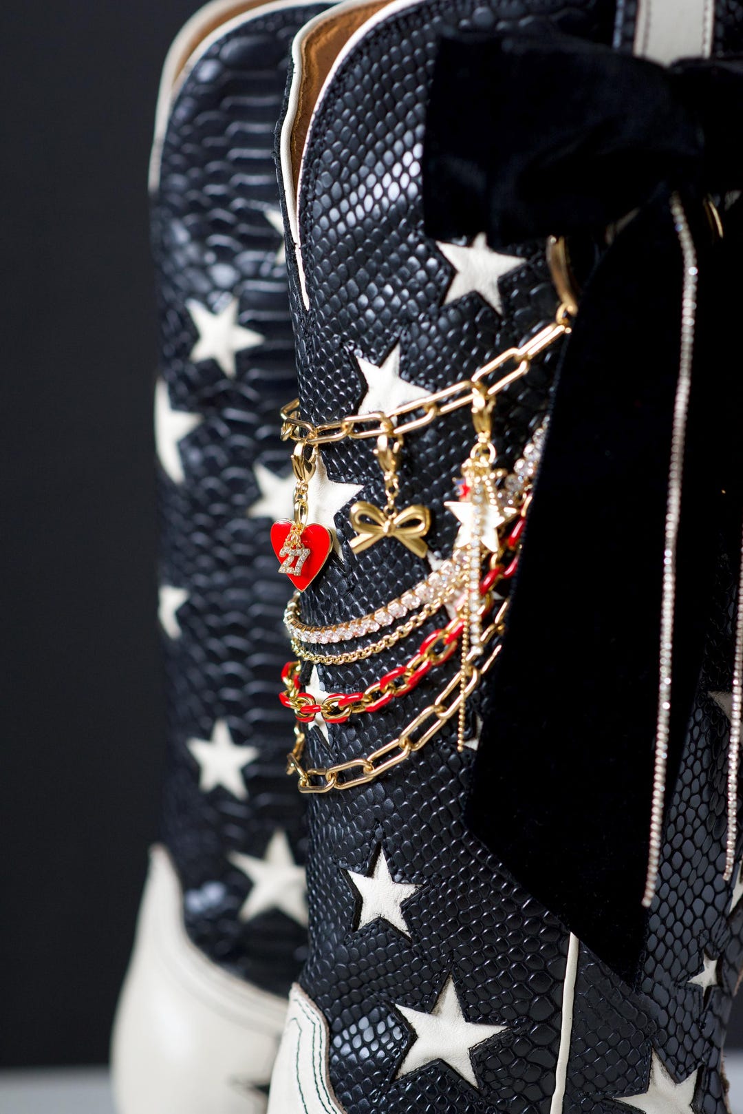 Custom Boot Chain Charms, Personalized Number and Heart Charm - Etsy