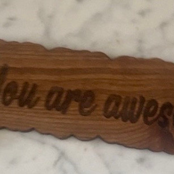 a) Laser engraved birch wood large you are awesome key chain gift for him or her office gift wedding gift personal gift