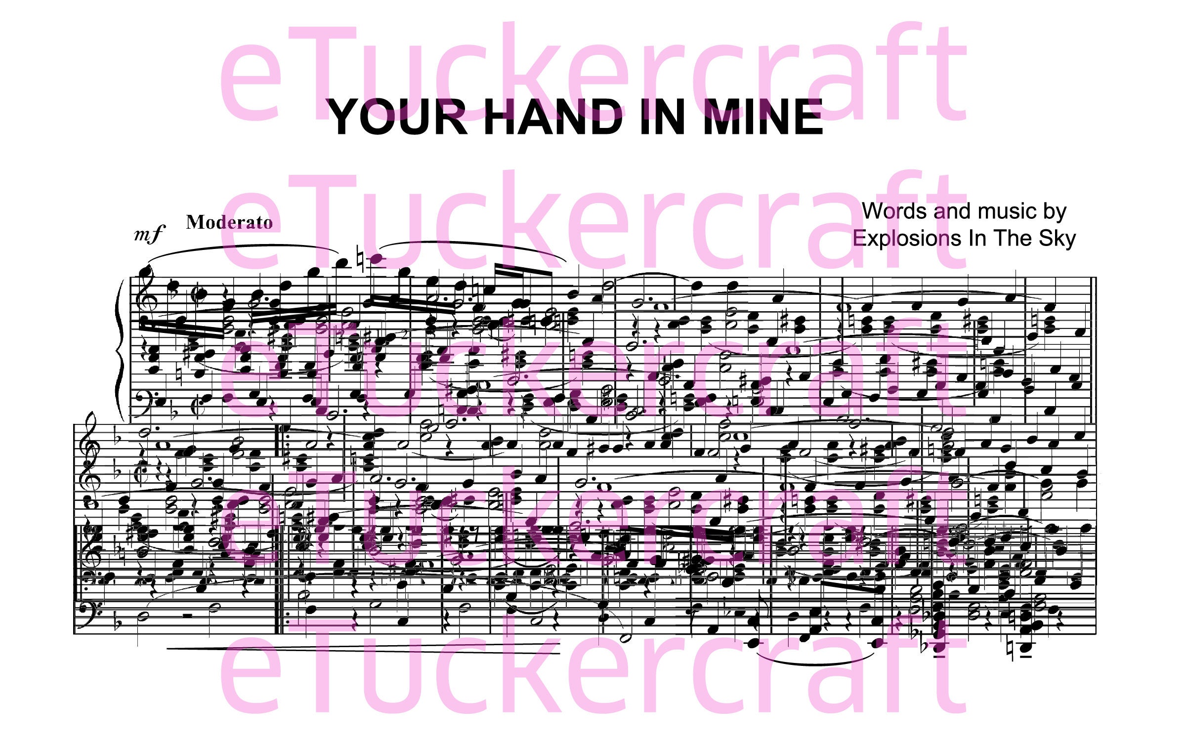 Your Hand in Mine by Explosions in the Sky, DIY, Sheet Music Wall Art