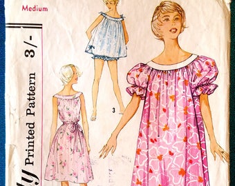 Vintage 1950's muu muu nightgown panties sewing pattern - Simplicity 2566 - size Medium 14 - 16 (34" - 36" bust, 36" - 38" hip) - 1958