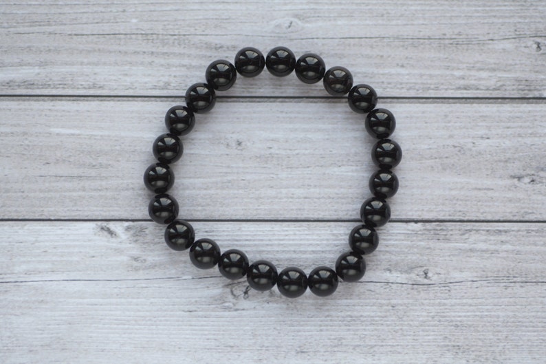 Black Yoga bracelet black stone unisex bracelet Black elastic boho bracelets Black Agate mens bracelets naturalblack stone bracelets