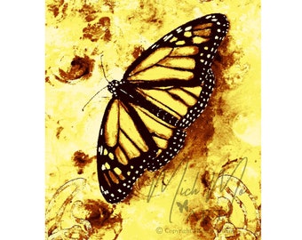 Yellow Butterfly Art Etsy