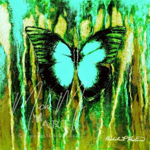 Reminisce Butterfly, Butterfly Print Wall Art Butterfly Wall Decor Original Butterfly Art, Butterfly Painting Print, nature, wildlife beauty Turquoise/Green